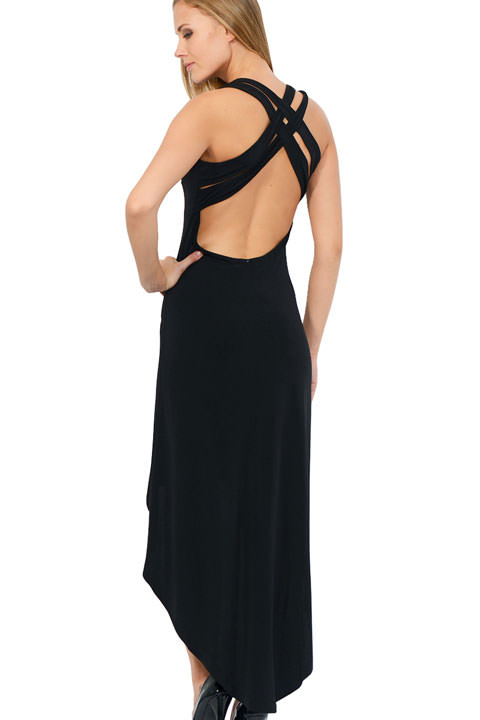 Фото товара 6261, черное вечернее платье с открытой спиной