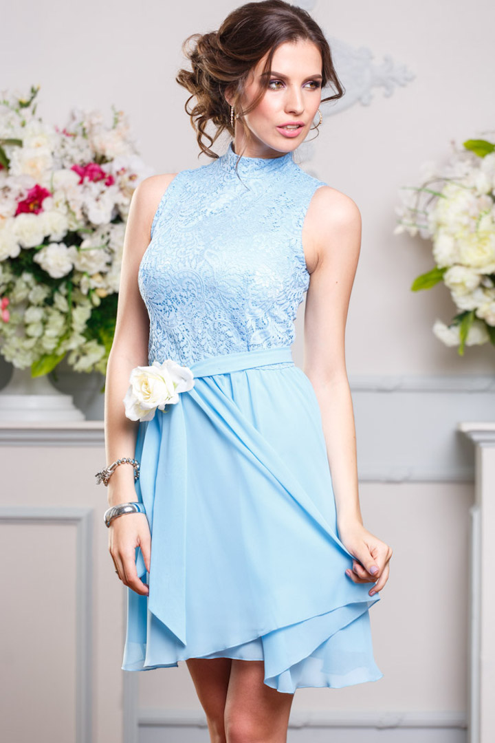 Фото товара 16465, голубое коктейльное платье
