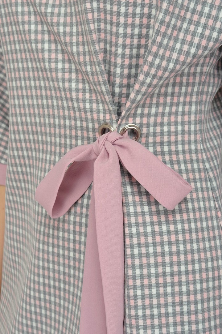 Фото товара 19747, серое платье с розовым бантом